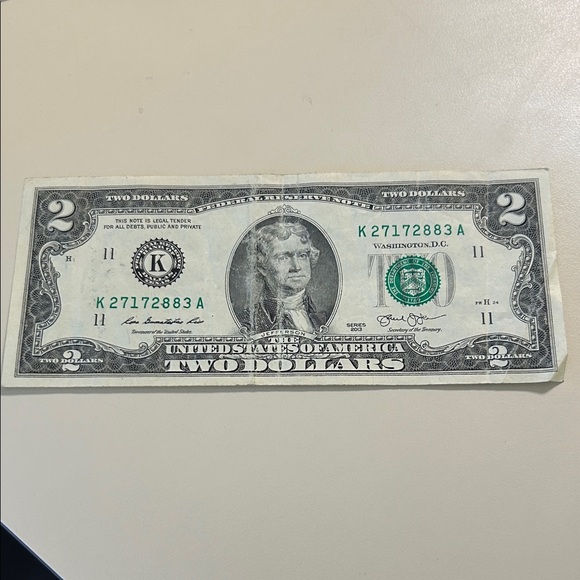 Other - US Two Dollar Bill - Green and Black Currency